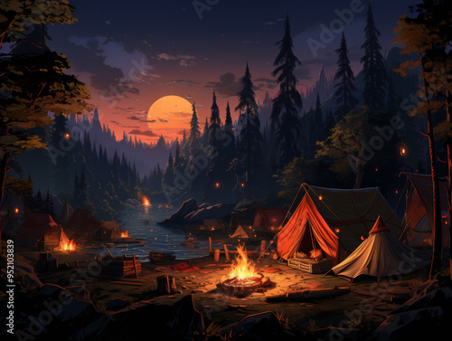 The campsite under the night sky