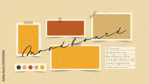 Vector photo collage template moodboard pictures grids vector illustration