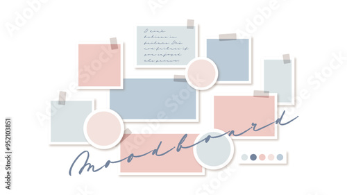 Vector photo collage template moodboard pictures grids vector illustration