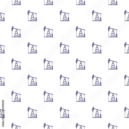 Oil pump or pump jack icon isolated seamless pattern on white background