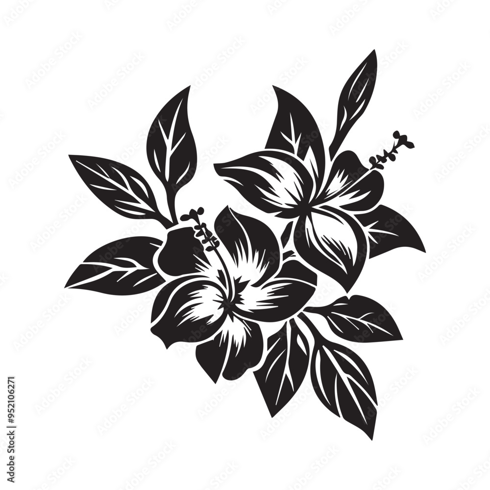 Tropical Flower Vector Image. Exotic Beauty Unveiled Black Logo with Botanical Floral Tropical Serenity Vector isolated on white background Tropical Flower Vector Image. Exotic Beauty Unveiled Black Logo with Botanical Floral Tropical Serenity Vector isolated on white background