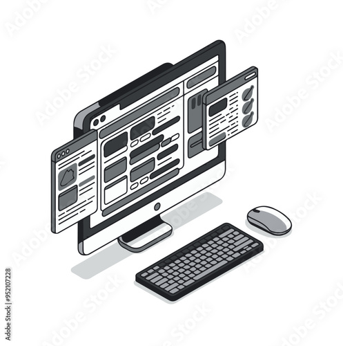 an affiliate marketing setup. There is a computer screen displaying a web page with various links and alist of commissions. 