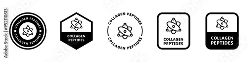 Collagen Peptides - vector signs for cosmetics product label.