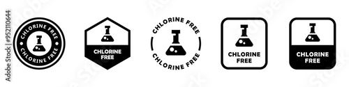 Chlorine Free - vector signs for chemistry products labels.