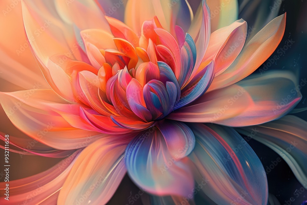 Abstract Close-Up of a Pink and Blue Flower with Delicate Petals Abstract Close-Up of a Pink and Blue Flower with Delicate Petals