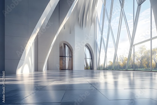 Modern Architecture Interior with Large Windows