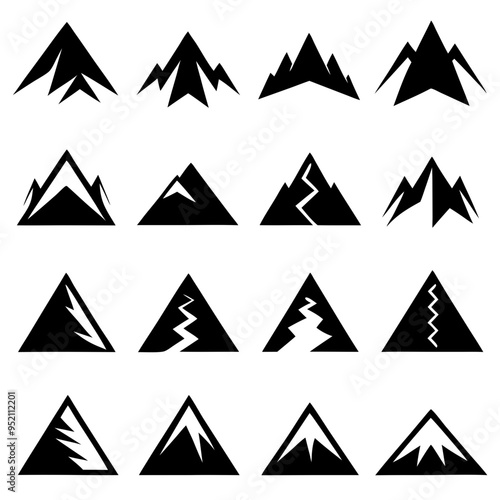 Set of mountain icons. Vector illustration 