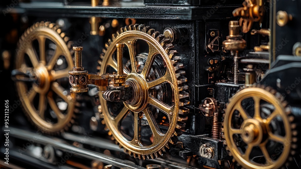 Fototapeta premium Steam-powered clockwork automaton working on a mechanical creation
