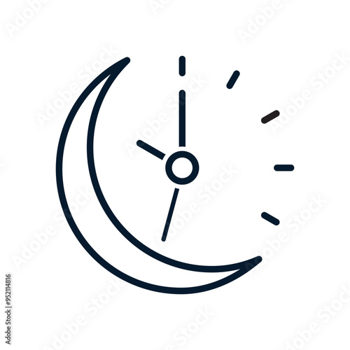 Night time concept. Vector linear icon isolated on white background.
