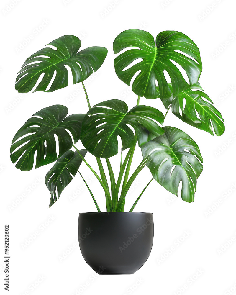 A vibrant monstera plant in a modern black pot, perfect for adding a touch of greenery to any indoor space. A vibrant monstera plant in a modern black pot, perfect for adding a touch of greenery to any indoor space.