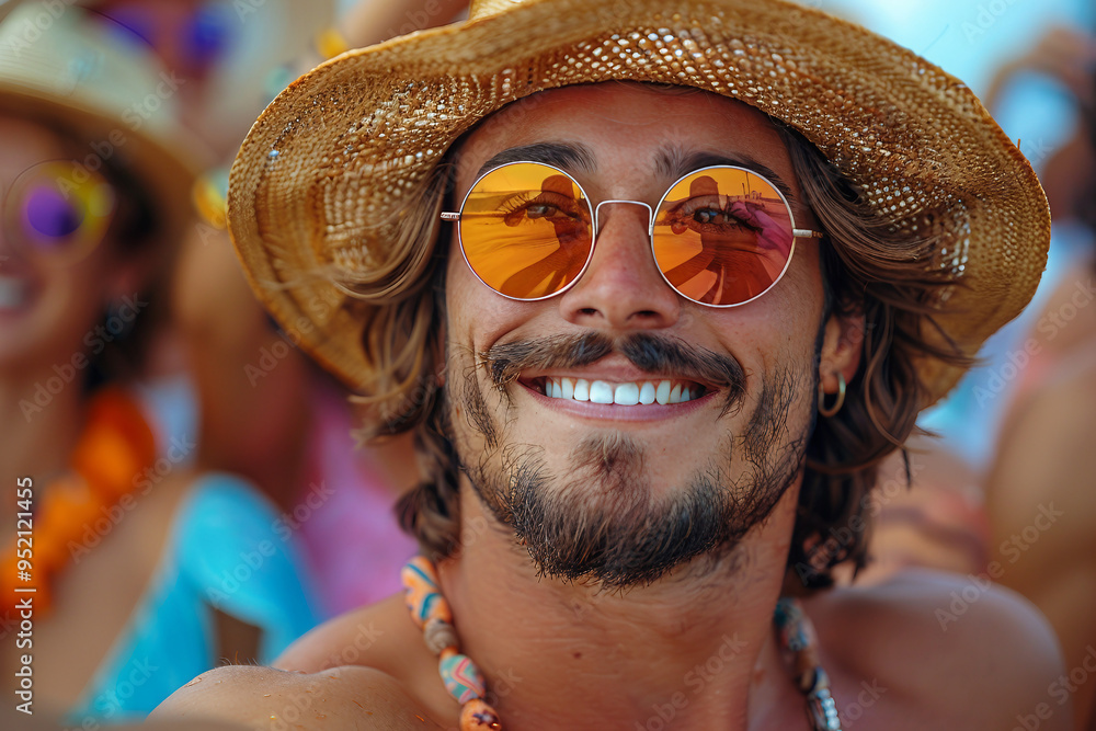 Man summer vacation pool beach party take photo photography selfie generative ai Man summer vacation pool beach party take photo photography selfie generative ai