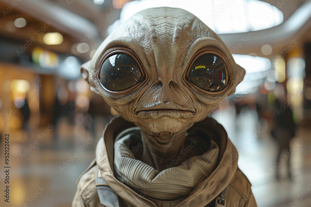 UFO space visitor alien on Earth living human life with everyday routine staff, Generative AI UFO space visitor alien on Earth living human life with everyday routine staff, Generative AI
