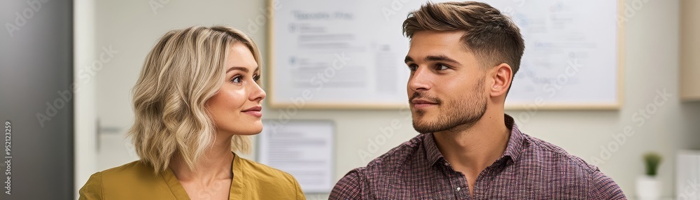 Fototapeta premium A young adult survivor and their partner having a thoughtful discussion