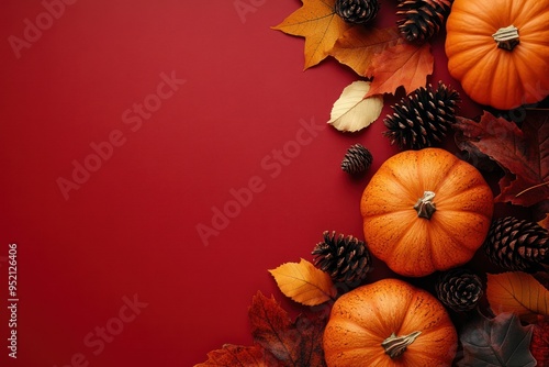 Fall Decor with Pumpkins, Pine Cones, and Autumn Leaves