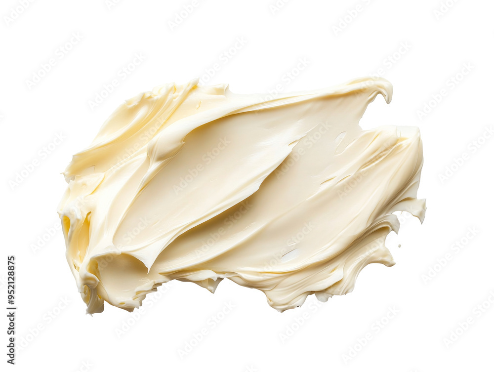 Creamy texture of butter spread on a clean white surface, transparent Creamy texture of butter spread on a clean white surface, transparent