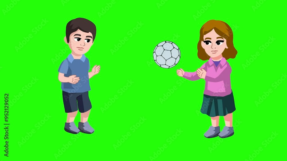 Kids playing with a ball, 2d cartoon loop animation. Kids playing with a ball, 2d cartoon loop animation.