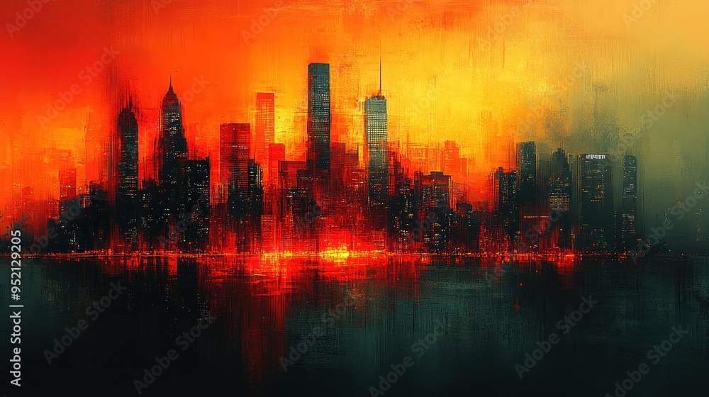 Fototapeta premium Cityscape at Sunset