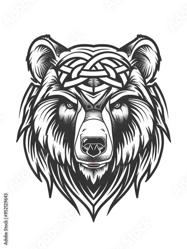 Geometric Bear head very simple traditional tattoo flash styles illustration