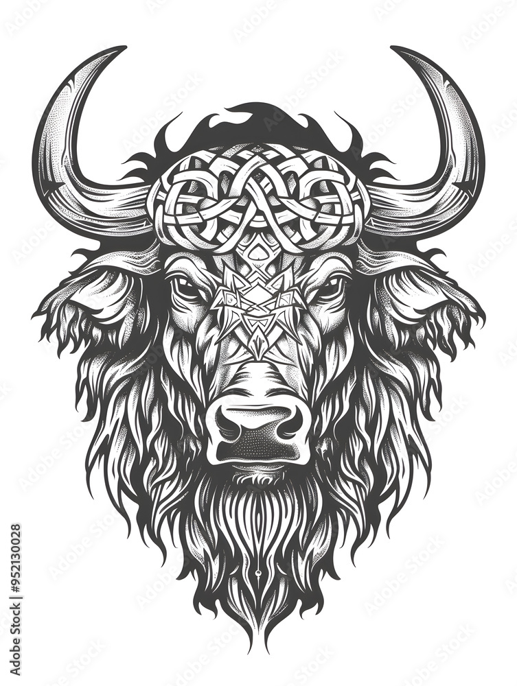 Geometric Buffalo head very simple traditional tattoo flash styles illustration Geometric Buffalo head very simple traditional tattoo flash styles illustration