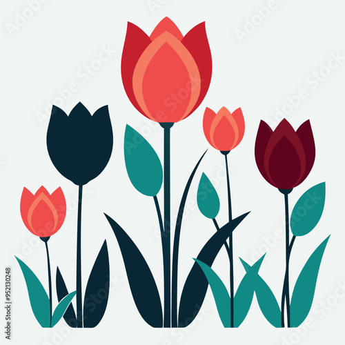 A bunch of tulips flower vector