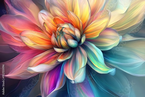 Abstract Close-up of a Multicolored Flower with Soft Lines