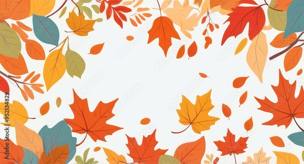 Autumn leaves falling with copy space on a white background Autumn leaves falling with copy space on a white background