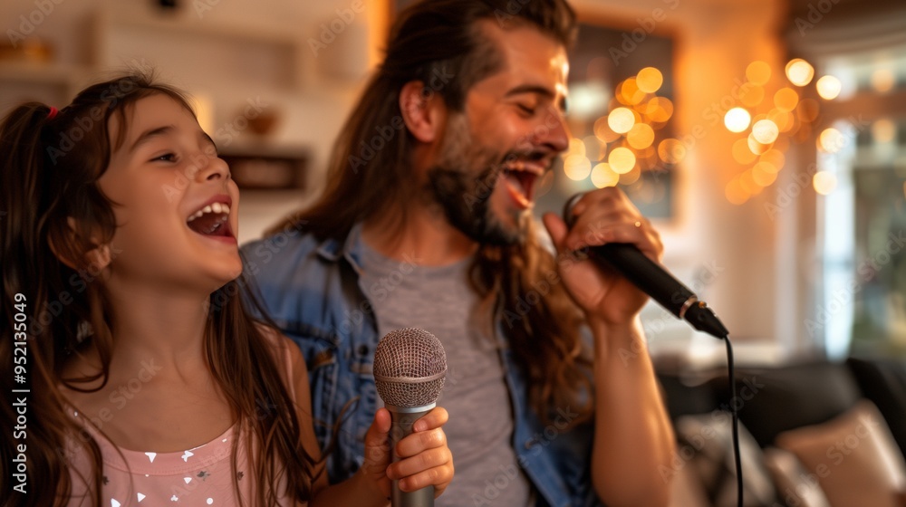 Fototapeta premium Fun Karaoke Night at Home