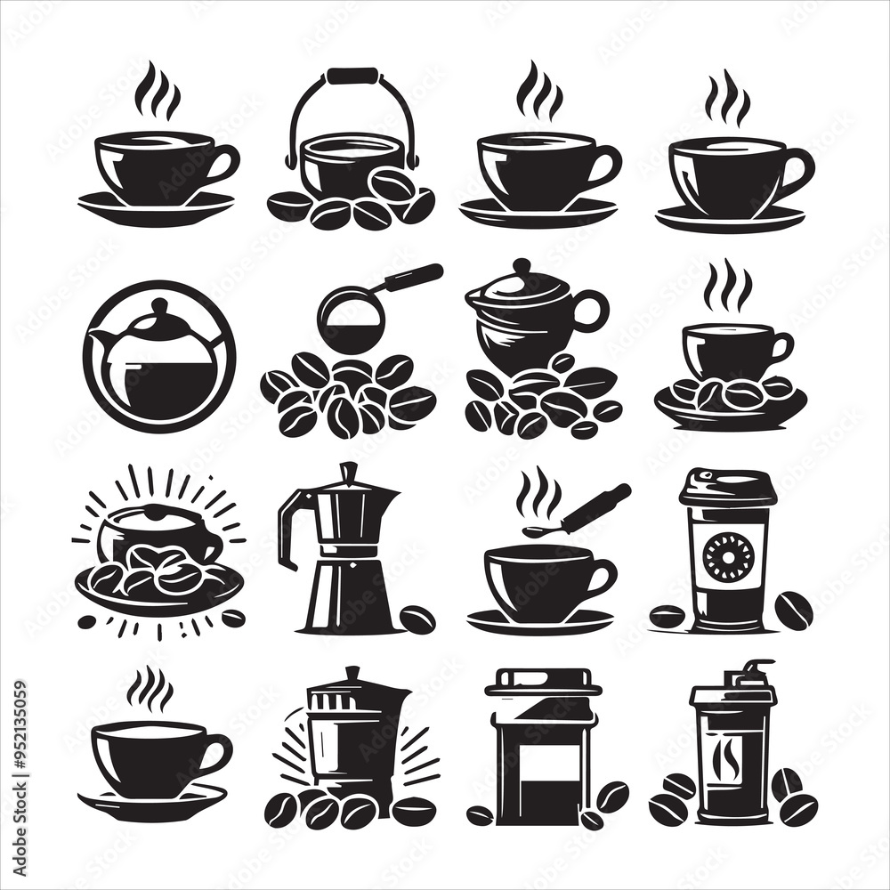 Print Coffee Beans Black silhouette vector in white background
Print Coffee Beans Black silhouette vector in white background