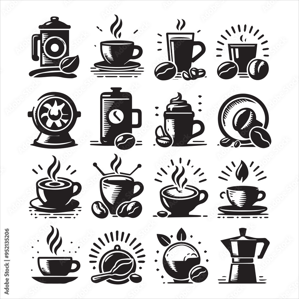 Coffee Beans Black silhouette vector in white background Coffee Beans Black silhouette vector in white background