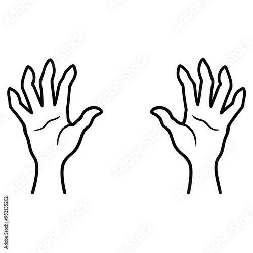 Creepy Halloween Zombie Hands Icon - Vector Graphic Element for Scary Designs.