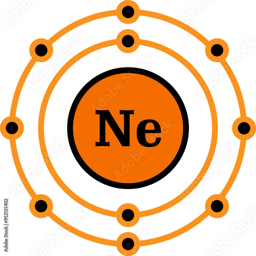 Neon (Ne) Bohr Atomic Model, Atomic Number 10







