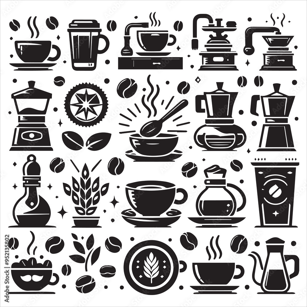 Coffee Beans Black silhouette vector in white background Coffee Beans Black silhouette vector in white background