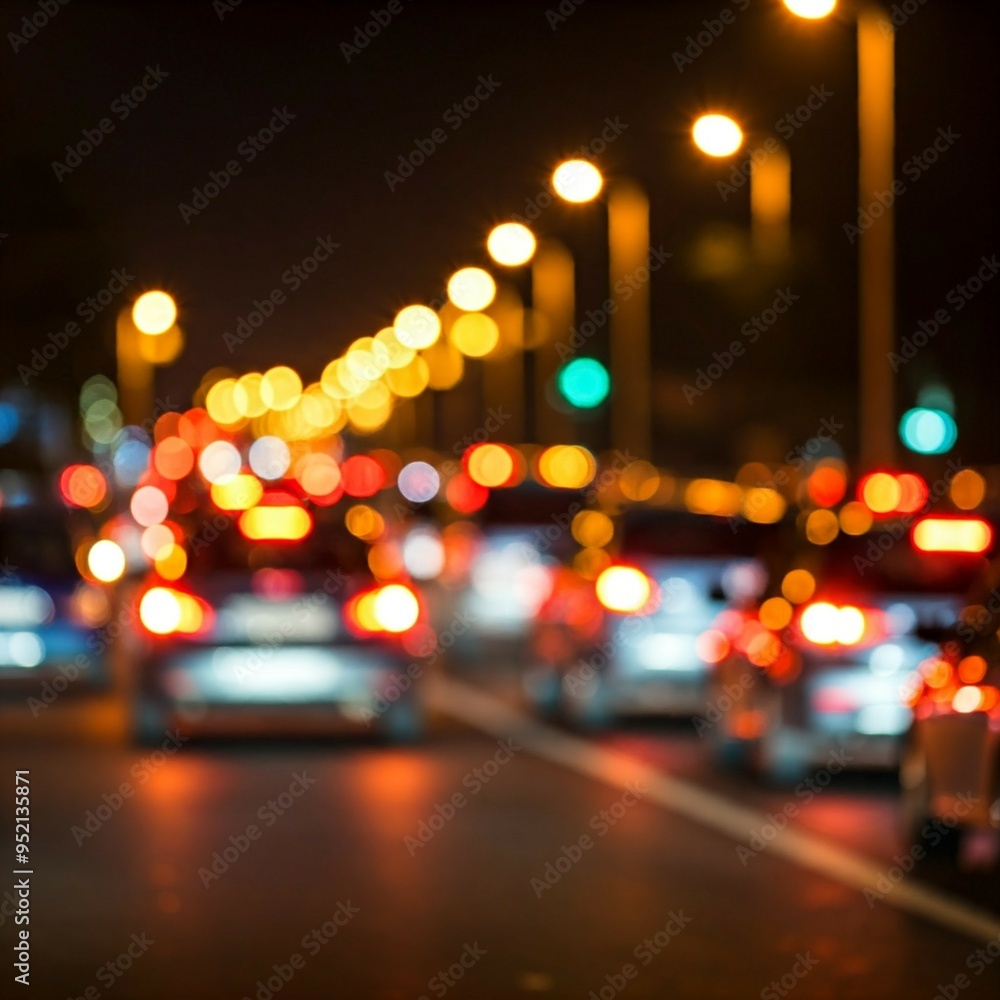 A blurred image of a busy city street at night. A blurred image of a busy city street at night.