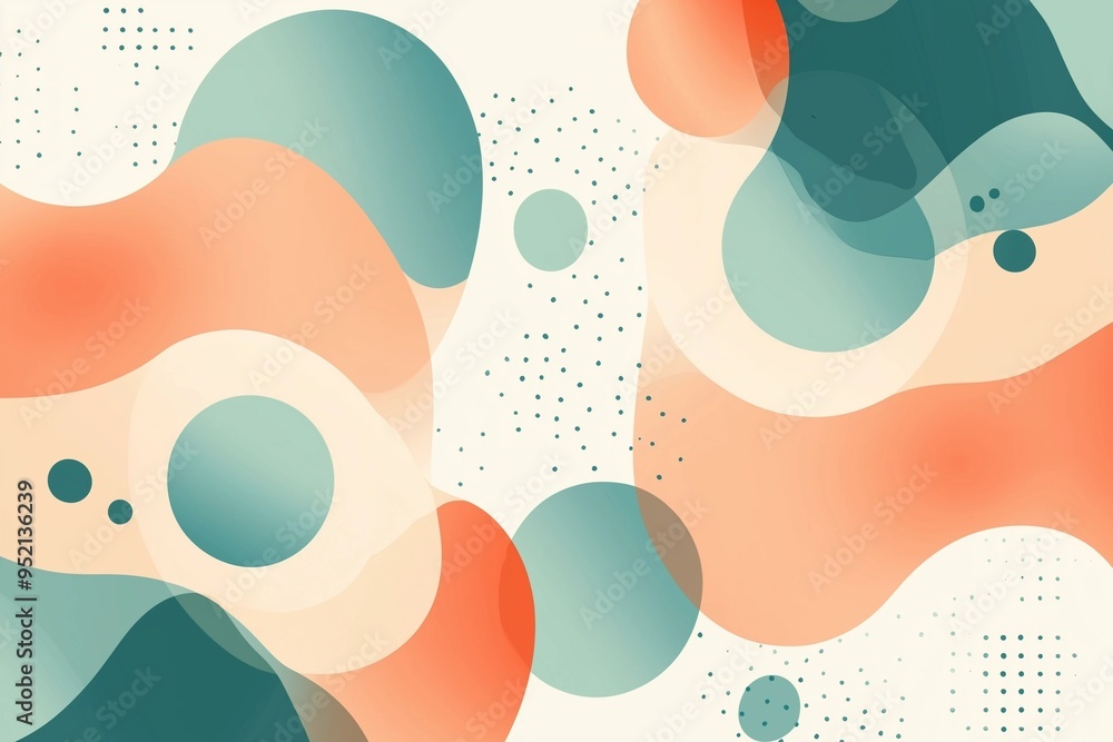 Fototapeta premium Light and Playful Organic Shapes Forming Sweet Pastel Clipart Pattern with Soft, Smooth Flow