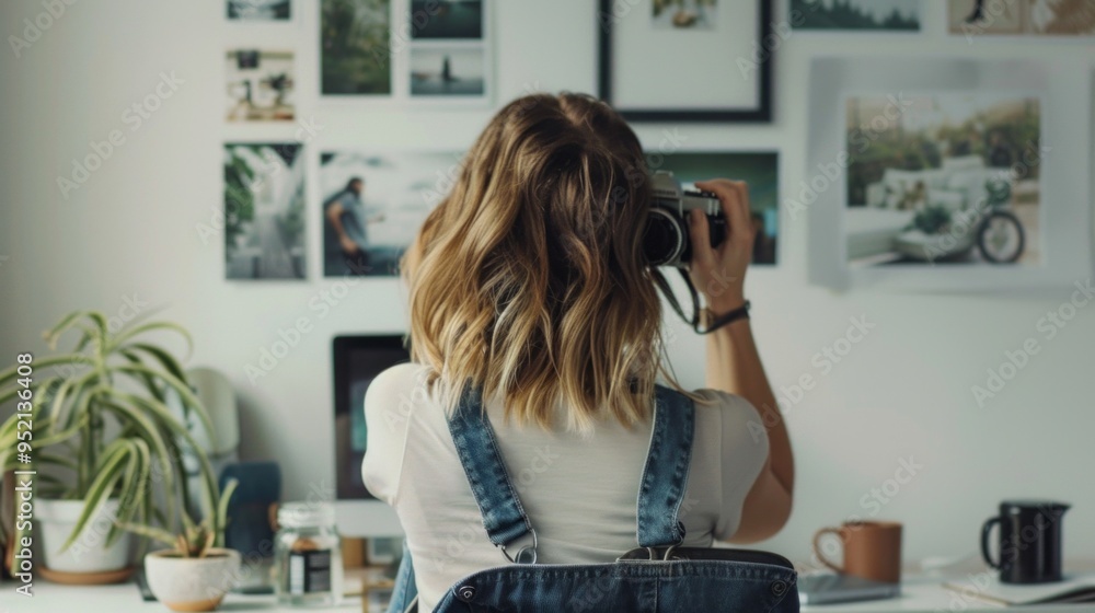 A woman is taking a picture with a camera A woman is taking a picture with a camera