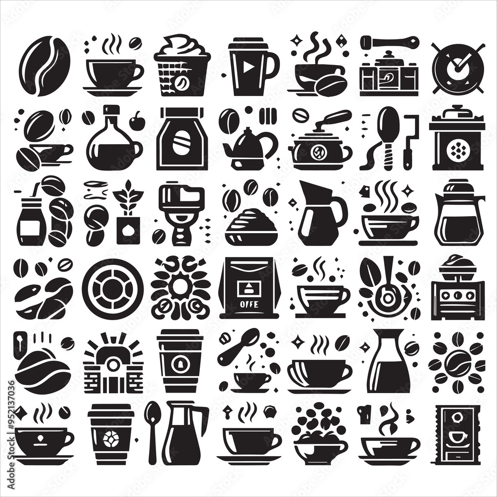 Coffee Beans Black silhouette vector in white background Coffee Beans Black silhouette vector in white background