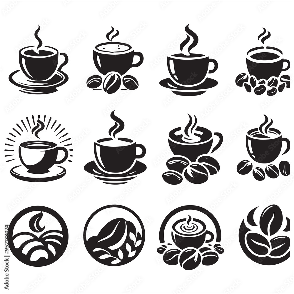 Coffee Beans Black silhouette vector in white background Coffee Beans Black silhouette vector in white background