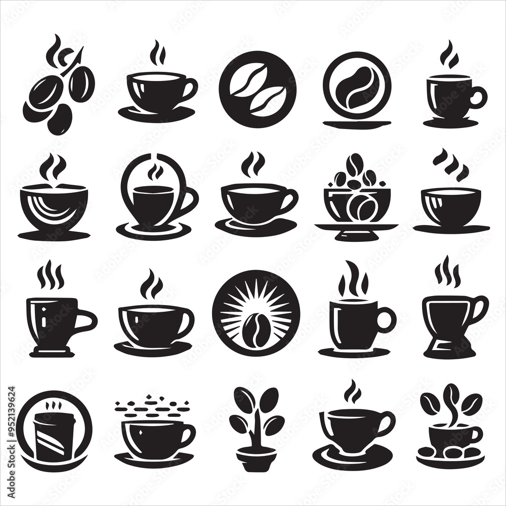 Coffee Beans Black silhouette vector in white background Coffee Beans Black silhouette vector in white background