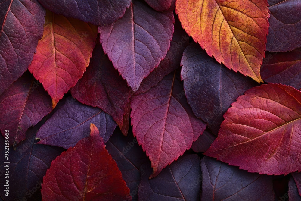Intricate Texture of Autumn Leaves in Various Shades of Red and Purple Intricate Texture of Autumn Leaves in Various Shades of Red and Purple