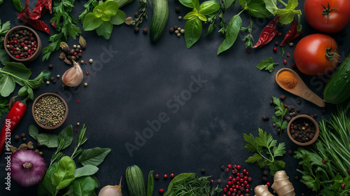 Wallpaper Mural herbs and spices isolated on background Torontodigital.ca