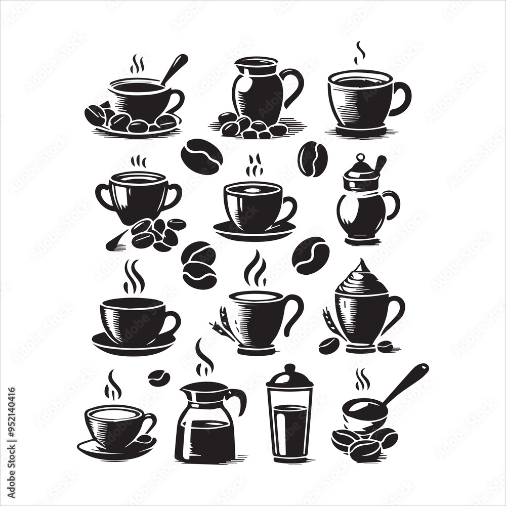 Print Coffee Beans Black silhouette vector in white background
Print Coffee Beans Black silhouette vector in white background