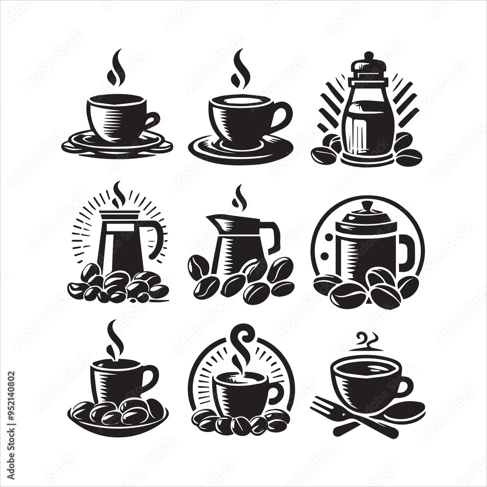 Print Coffee Beans Black silhouette vector in white background
Print Coffee Beans Black silhouette vector in white background