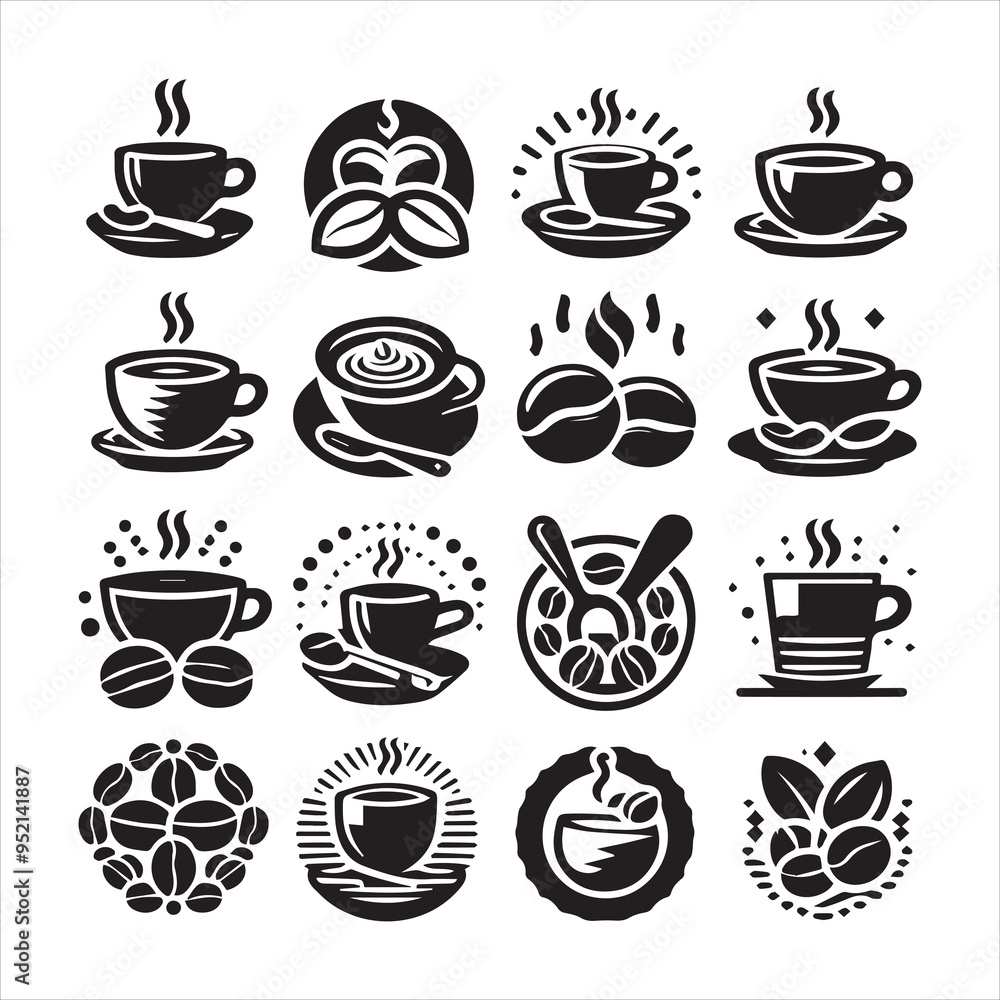 Print Coffee Beans Black silhouette vector in white background
Print Coffee Beans Black silhouette vector in white background