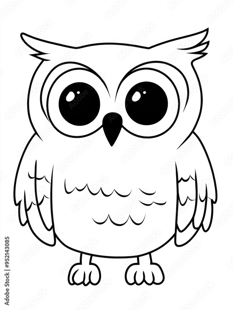 Fototapeta premium A delightful owl coloring page designed for young children to inspire creativity during playful moments