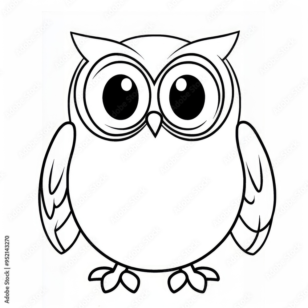 Fototapeta premium A delightful owl coloring page designed for young children, perfect for creative exploration and artistic playtime, suitable for toddlers aged 2