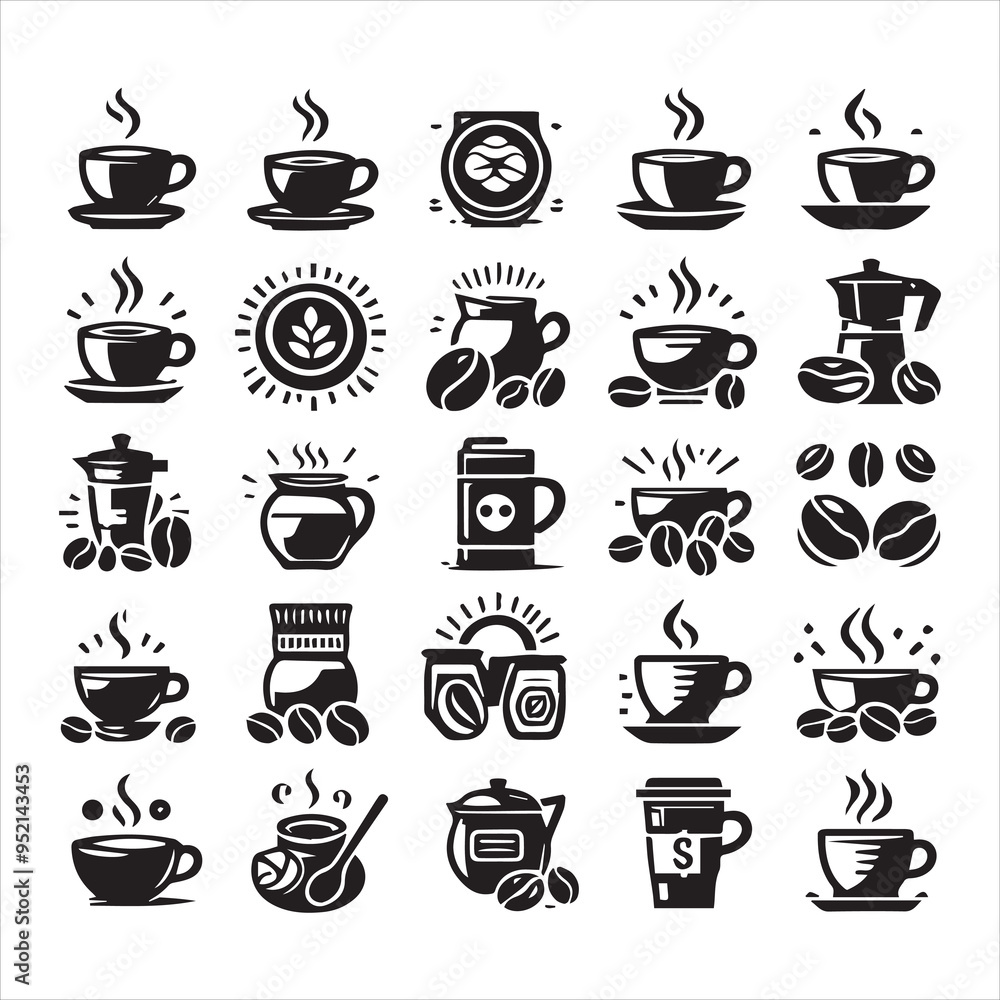 Print Coffee Beans Black silhouette vector in white background
Print Coffee Beans Black silhouette vector in white background