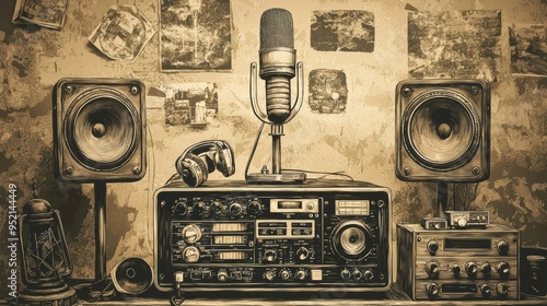 Vintage Radio Studio Setup.