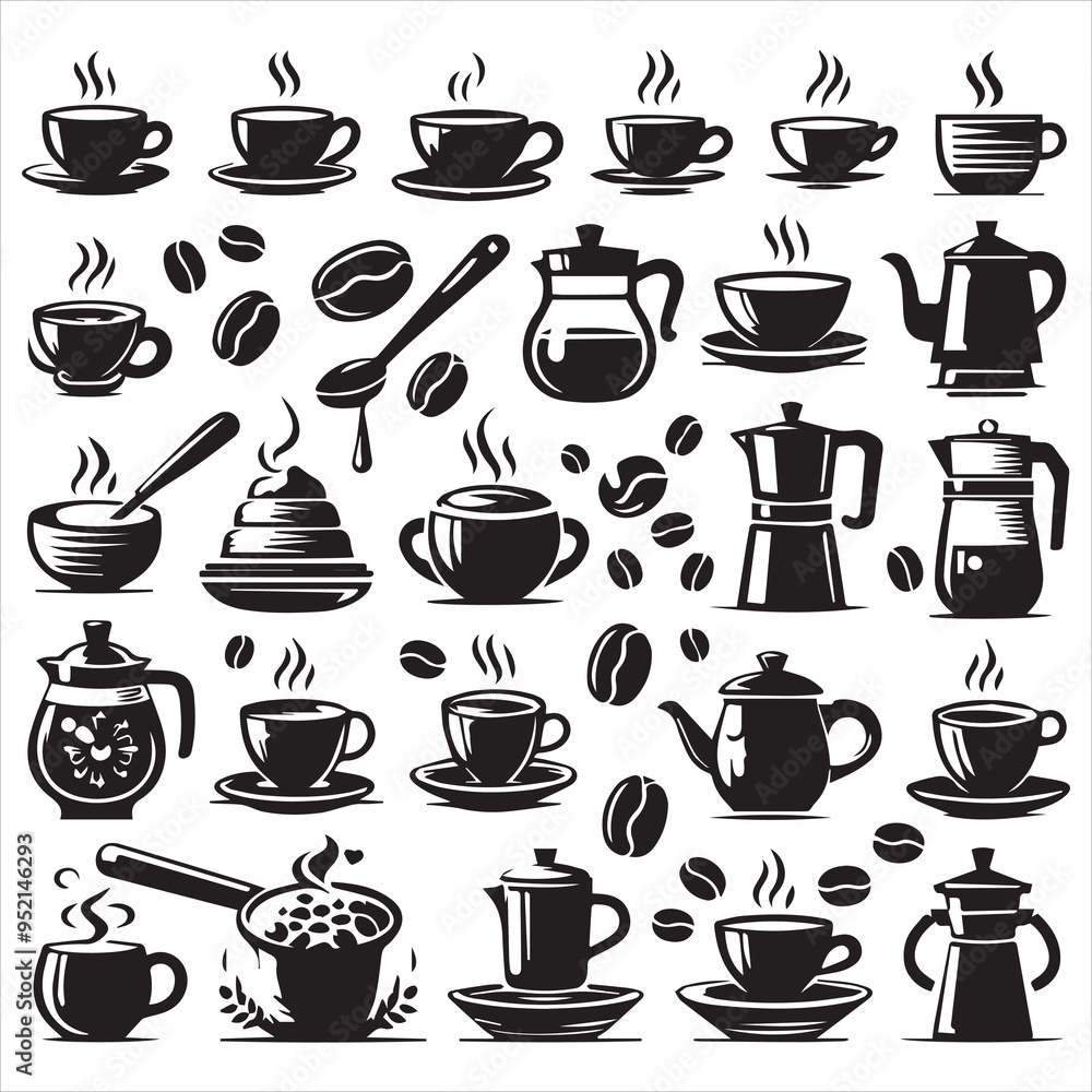 Print Coffee Beans Black silhouette vector in white background
Print Coffee Beans Black silhouette vector in white background