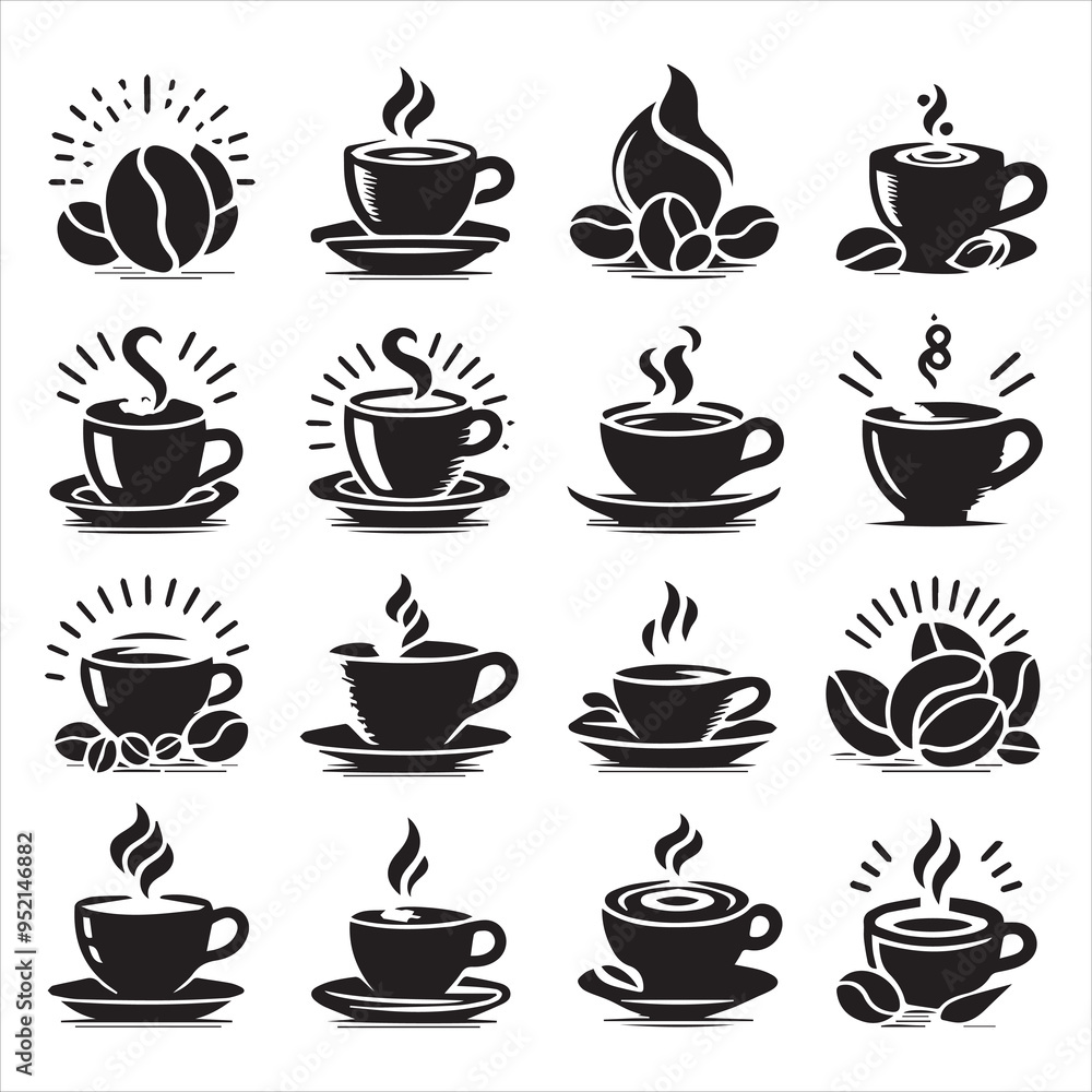 Print Coffee Beans Black silhouette vector in white background
Print Coffee Beans Black silhouette vector in white background