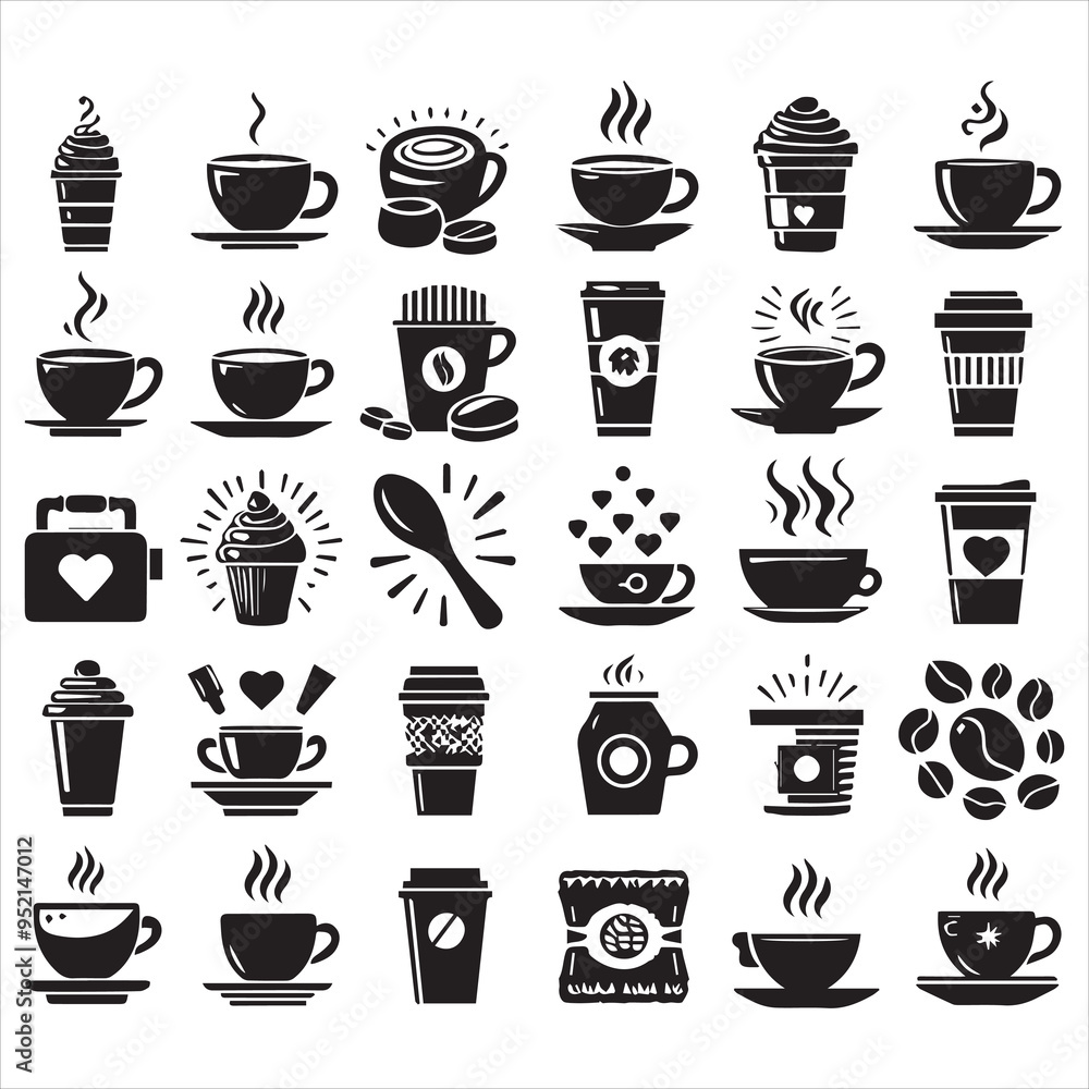 Print Coffee Beans Black silhouette vector in white background
Print Coffee Beans Black silhouette vector in white background